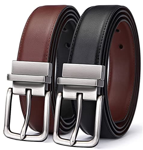 BULLIANT Men's Belt,Reversible Belt Adjustable For Gift Men 1.25”-Cut For Fit-2 Sides in 1 Belt(Not 2)(Black/Light Brown,32"-34" Waist Adjustable) - Image 1