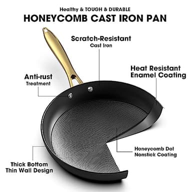 imarku Cast Iron Skillets, 12 Inch Cast Iron Pan, Professional Non Stick Frying Pans Long Lasting Nonstick Frying Pan Nonstick Pans Stay Cool Handle Easy Clean, Unique Birthday Gifts for Women/Men - Image 4
