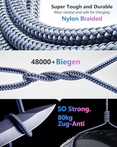 Fannoday USB C Cable, (2-Pack 6FT) USB Short Type C Cord Fast Charging Data Sync Braided Compatible with Samsung Galaxy S24 S23 S22, iPhone 15/15 Pro Max, LG, Pixel Other USB C Charger, Grey - Image 4