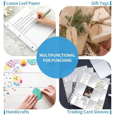 Single Hole Punch, 2 Pcs Hand Hole Puncher with Soft Grip Handle, 1/4" and 1/8" Small Hole Paper Punch for Crafts, Scrapbooks, 6 Sheets Capacity, Tags, Tickets - Blue - Image 7