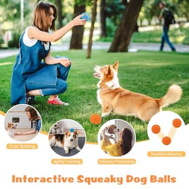 HIPPIH Indestructible Squeaky Dog Toys, Interactive Dog Balls 2 Pack, Chew Toys for Aggressive Chewers, Natural Rubber Puppy Toy for Large/Medium Dogs, Tough Puppy Teething Toy, Relieve Anxiety - Image 6