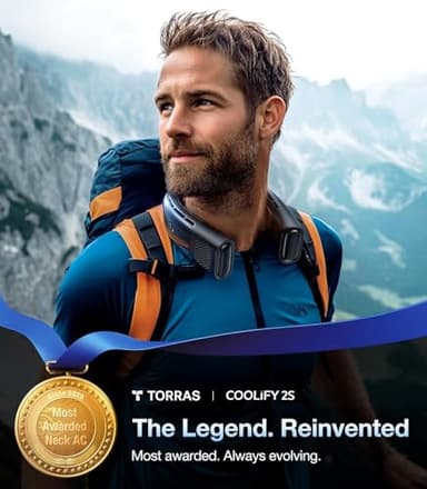 TORRAS 2025 COOLiFY 2S Neck Fan, 3 Model, 3-28H Extended Battery Life, Neck Fans that Blow Cold Air, Neck Air Conditioner, Cooling Neck Fan for Work,Hiking,Travel. Gifts for Dad Husband Father, Black - Image 8