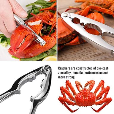 Hiware 20-piece Seafood Tools Set includes 6 Crab Crackers, 6 Lobster Shellers, 6 Crab Leg Forks/Picks and 2 Seafood Scissors & Storage Bag - Nut Cracker Set - Image 3