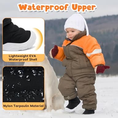 BARERUN Infant Unisex Warm Fur Lining Soft Boots Baby Winter Ankle Non-Slip Sole Toddler Winter Snow Crib Shoes Black Baby Shoe Size 12-18 Months - Image 4