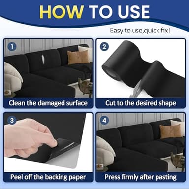 Self-Adhesive Canvas Repair Tape, 4" x 79" Waterproof Canvas Repair Patch, Fabric Patch Repairs Kit for Furniture, Tents, Sunbrellas, Boat Covers Awnings, Couches, Clothes, Bags Black - Image 4