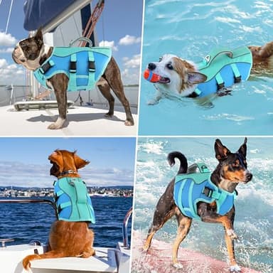 Petglad Dog Life Jacket, Reflective Dog Harness Life Vest with Rescue Handle for Swimming Boating, Adjustable High Buoyancy Flotation Swim Vest for Small Meium Large Dogs - Blue, S - Image 5