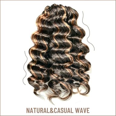 Toyotress Ocean Wave Crochet Hair - 12 Inch 8 PacksBrown Highlight 3 Tones Ocean Wave Braiding Hair, Beach Curl Deep Twist Synthetic Braiding Hair Extensions (12 Inch, P4/30/27-8P) - Image 2