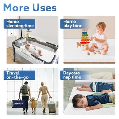 Pro Goleem Pack and Play Mattress (38"x26"), Waterproof Pack n Play Mattress Pad with Carry Bag, Soft Playard Mattress for Babies and Toddlers - Image 6