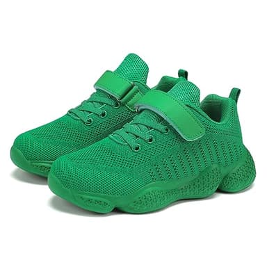 Santiro Big Boys Tennis Shoes Girls Kids Sneakers Lightweight Running Shoes Breathable Mesh No Laces Walking Shoes All Green 4 M US - Image 3