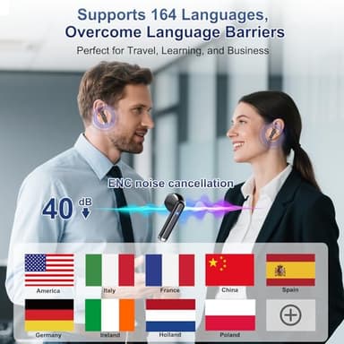 AI Translation Earbuds Real Time, 164 Language Translator Earbuds 3-in-1 Bluetooth 5.4 with APP, AI Noise Reduction Headphones with 6 Translation Modes Translating Device for Travel/Business/Learning - Image 4