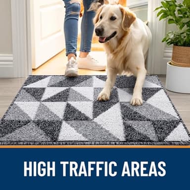 OLANLY Door Mat Indoor Entrance Washable 32x20, Odor-Free Low-Profile Front Back Geometric Doormat, Absorbent Resist Dirt Entry Carpet, Easy to Clean Sturdy Inside Floor Mats for Entryway, Black - Image 5