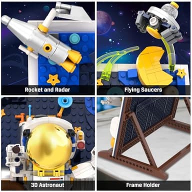 HOGOKIDS Space Building Toys for Kids - 540 PCS Astronaut Building Block Set with Stand, 3D Space Painting Frame for Children's Room Décor, Gift for Boys Girls Age 6 7 8 9 10 Years Old - Image 4
