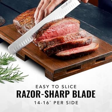 Cutluxe Slicing Carving Knife – 12" Brisket Knife, Meat Cutting and BBQ Knife – Razor Sharp German Steel, Sheath Included, Full Tang, Ergonomic Handle Design – Artisan Series - Image 3