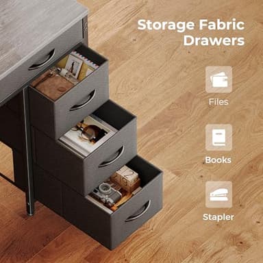 Huuger Gaming Desk with 6 Drawers, Computer Desk with LED Lights Power Outlets and Type-C, 47 Inch Office Desk with Storage, Monitor Stand, Writing Desk Work Desk for Home Office, Bedroom, Study, Grey - Image 6