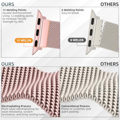 Original Stainless Steel Mesh Loop Compatible with Apple Watch 38mm 40mm 41mm 42mm 44mm 45mm 46mm 49mm Women Men, Magnetic Clasp Replacement for iWatch Bands Series 11 10 9 8 7 6 5 4 Ultra SE 3 2 1 - Image 3