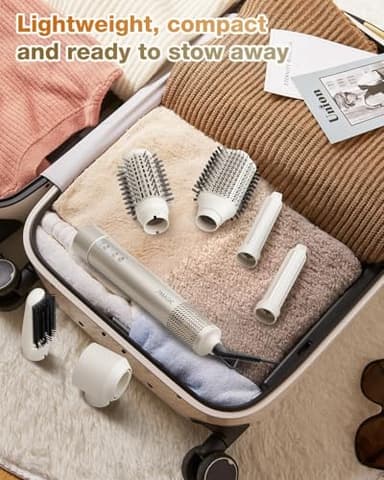 7MAGIC 6 in 1 Multi Hair Styler Dryer Brush, 110,000 RPM High-Speed, Negative Ionic, Fast Drying for Professional Blow Dry, Curling, Volumizing, Straightening and Styling, Gold - Image 7