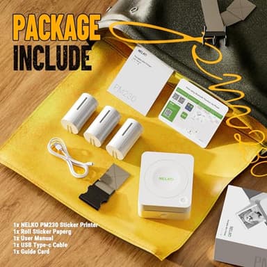Nelko Sticker Printer, PM230 Print Pod Mini Bluetooth Portabel Sticker Maker with 3 Rolls Paper, Print Pods Mini Printer with Multiple Templates for Phone & Tablet，for School Office Home, White - Image 6