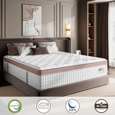 King Mattress 14 Inch - Superior Hybrid Mattress In a Box for Back & Lumbar Support, 366 Night Trial, Individual Pocket Spring Bed for Motion Isolation & Pressure Relief, CertiPUR-US Certified - Image 5