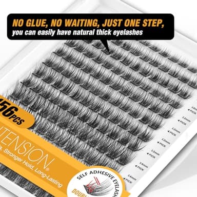 EASITENSION 156 PCS Self Adhesive Eyelashes Clusters Kit Lash Clusters DIY Eyelashes Pre Glued No Glue Needed No Remover No residue - Image 6
