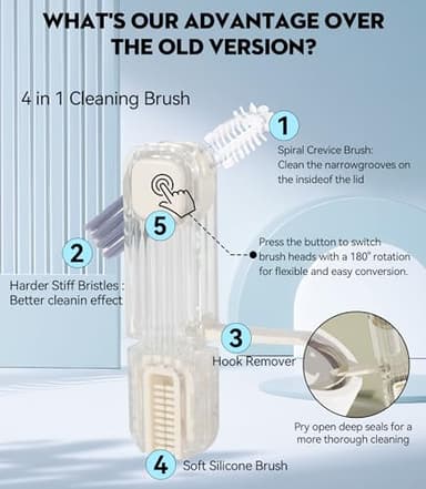 VIDONIO 4 in 1 Bottle Gap Cleaning Brush - 2 PCS Multifunctional Cup Lid Cleaning Tools, Mutipurpose Tiny Silicone Cup Holder Cleaner Nipple Cleaning Brush, Home Kitchen Cleaning Tools - Image 5