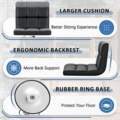 Homall Bar Stools Modern PU Leather Adjustable Swivel Barstools, Armless Hydraulic Kitchen Counter Bar Stool Extra Height Square Island Barstool with Back Set of 2 (Leather, Black) - Image 5
