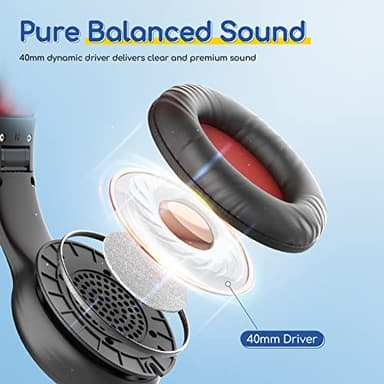 EarFun Kids Headphones Wired with Microphone, 85/94dB Volume Limit Headphones for Kids, Portable Wired Headphone with Shareport, Stereo Sound Foldable Headset for School/Tablet/iPad/Kindle, Black Red - Image 6