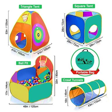 Gift for Toddler Boys & Girls, Ball Pit, Play Tent and Tunnels for Kids, Best Birthday Gift for 3 4 5 Year Old Pop Up Baby Play Toy, Target Game w/ 4 Darts Indoor & Outdoor - Image 5