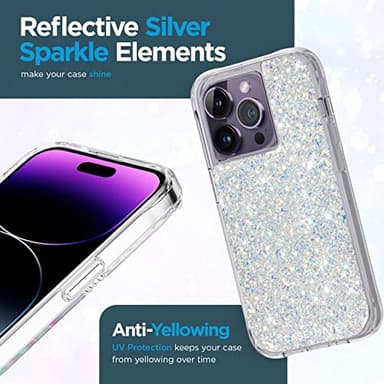 Case-Mate iPhone 12 Pro/iPhone 12 Case - Twinkle Stardust with 10ft Drop Protection & Wireless Charging - Luxury Bling Glitter Cover - Shockproof Materials, Anti Scratch Tech - Image 8