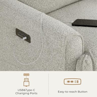 CHITA Electronic Power Recliner Chair Swivel Glider, FSC Certified Modern Nursery Rocking Chair with USB and Type-C Ports, Light Grey - Image 6