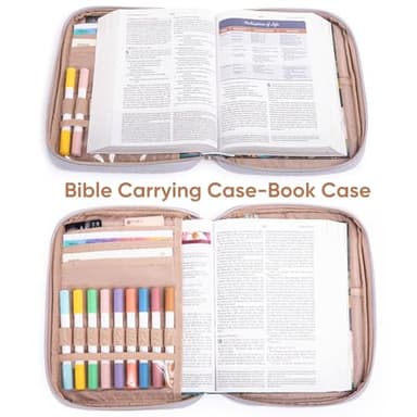 APLUFINE Bible Cover for Women - Soft Carrying Book Case With Accessories - Holder for Girls - Carrier Sleeve - Church Bag - Image 3