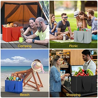 BALEINE 2Pk Insulated Reusable Grocery Bags, Collapsible Cooler Bag for Groceries, Heavy Duty Large Insulated Bag (16''x9''x13'', Spring Stroll) - Image 6