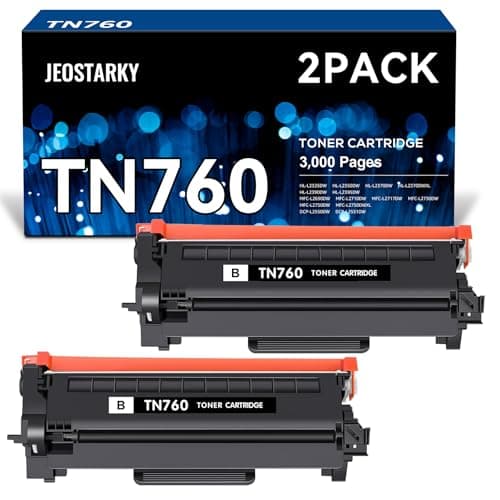 Jeostarky TN760 Toner for Brother Printer Compatible Replacement for Brother TN-760 TN730 TN-730 for MFC-L2710DW DCP-L2550DW MFC-L2750DW HL-L2350DW HL-L2395DW HL-L2390DW HL-L2370DW (Black 2-Pack) - Image 1