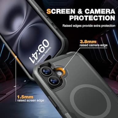 Diaclara Magnetic for iPhone 16 Plus Case, [with Privacy Screen Protector] [Anti Spy] [Military Grade Drop Protection] Heavy Duty Full-Body Shockproof Phone Case, Magnetic Black - Image 8