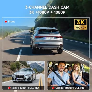 CarPlay Screen for Car Tablet Android Auto Smart Screen for Car, Portable Car Play with 3 Channel 3K Dash Cam,10.26” Wireless Display with FM Radio Stereo Bluetooth 5.2, 32GB TF Card Black - Image 3