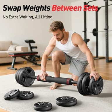 Adjustable Dumbbell Set, 70lbs Free Weights with Upgraded Nut, 4 in 1 Weight Set Used as Kettlebells, Barbell, Push Up Stand, Fitness Exercise for Home Gym Suitable for Men/Women - Image 4