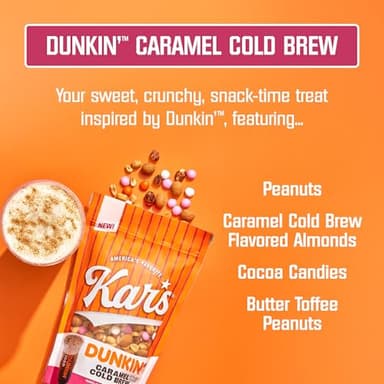 Kar’s Nuts Dunkin’ Caramel Cold Brew Mixed Nuts – Sweet Candy-Coated Nuts Mix, 20oz Resealable Pouch (Pack of 6) – Trail Mix Sweet Snacks for Adults & Kids - Image 3