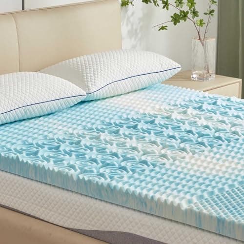 SINWEEK 2 Inch Mattress Topper 5-Zone Memory Foam Mattress Topper Pressure Relief Soft Mattress Pad, CertiPUR-US Certified, Twin Size Blue - Image 1