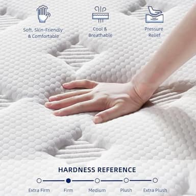 Firm King Size Mattress [Enhanced], 12 Inch King Mattress in A Box, Hybrid Mattresses with Gel Memory Foam & Independent Pocket Springs, Pressure Relief, Cooling, Additional Support, 365-Night Trial - Image 4