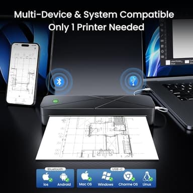 TATTMUSE Portable Printers Wireless for Travel, Inkless Printer for Phone & Laptop, Thermal Bluetooth Small Compact Mobile Printer for Home Use, Support 8.5" X 11" US Letter & A4 Size - Image 3