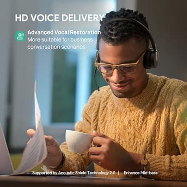 Yealink BH70 Dual Bluetooth Headset with Mic for Work, Wireless Teams Certified Headset for 35h Talking, 147g Headphone for Computer, 3 Mics, USB-A - Image 9