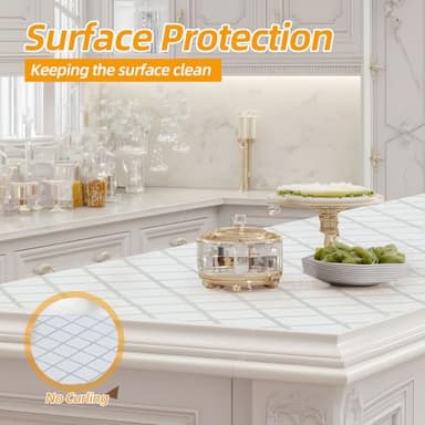 Shinlendid Drawer and Shelf Liner for Kitchen Cabinets, Non-Adhesive Strong Grip Cabinet Liners for Dressers, Durable Waterproof Anti Slip Cupboard Liner, White/Sliver, 23 in x 10 Feet - Image 3