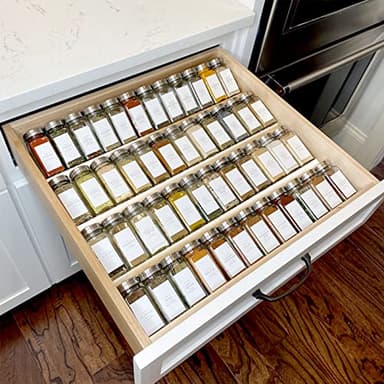 MIUKAA Clear Acrylic Spice Drawer Organizer, 4 Tier- 2 Set Expandable From 13" to 26" Drawer Seasoning Organizer, Kitchen Spice Rack Tray for Drawer/Countertop (Jars not included) - Image 1