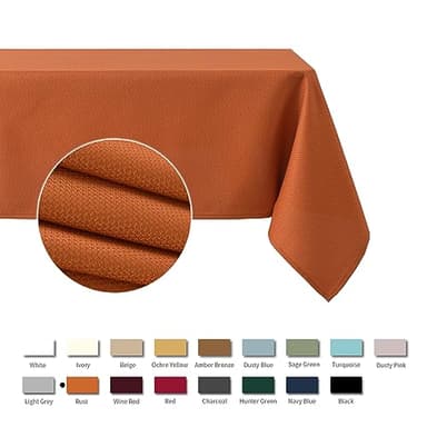 maxmill Textured Rectangular Tablecloth Water Resistance Antiwrinkle Spillproof Soft Jacquard Table Cloth for Dining Room, Buffet Banquet Parties and Holiday Dinners, 60 x 104 Inch, Rust - Image 3