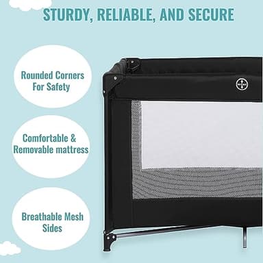 Dream On Me Nest Portable Playard in Black with Carrybag an Shoulder Strap, Lightweight, Packable and Easy Setup Baby Playard, Breathable Mesh Sides and Soft Fabric - Comes with a Removable Padded Mat - Image 4