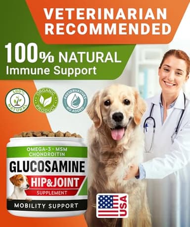 Glucosamine Treats for Dogs - Joint Supplement w/Omega-3 Fish Oil - Chondroitin, MSM - Advanced Mobility Chews - Joint Pain Relief - Hip & Joint Care - Chicken Flavor - 120 Ct - Made in USA - Image 7