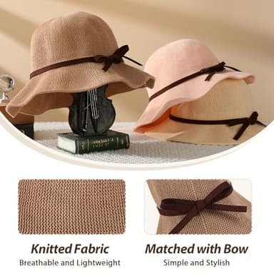 Sun Beach Hats Summer for Women, UPF 50+ UV Sun Protection Woven Crochet Hat Foldable Packable Roll up Knitted Cap, Khaki - Image 5