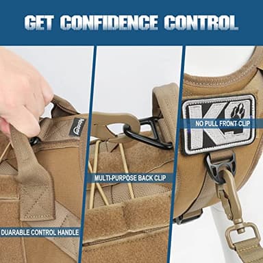 PETNANNY Tactical Service Dog Vest - No-Pull Emotional Support Harness with Hook & Loop Patches & Molle System for Training & Hunting (Khaki, Small) - Image 5