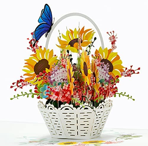 CUTPOPUP Birthday Card Pop Up, Mother's Day, 3D Flower Greeting, Birthday Card for Women, Wife, Grandma (Sunflowers Basket) - Image 1