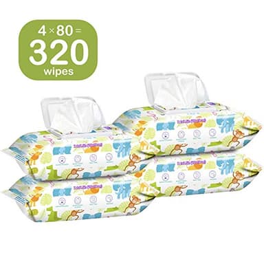 HAPPY BUM Sensitive Water Baby Diaper Wipes, Baby Wipes, Unscented, 4 Flip-top packs (320 Wipes Total) - Image 4