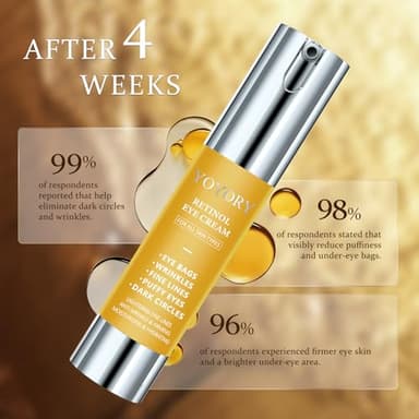 Retinol Under Eye Cream - Anti Aging Eye Cream for Dark Circles and Puffiness, Eye Bags, Wrinkles Fine Lines Skin Care Treatment Firming & Lifts for Man and Women - Gold 20ml - Image 8